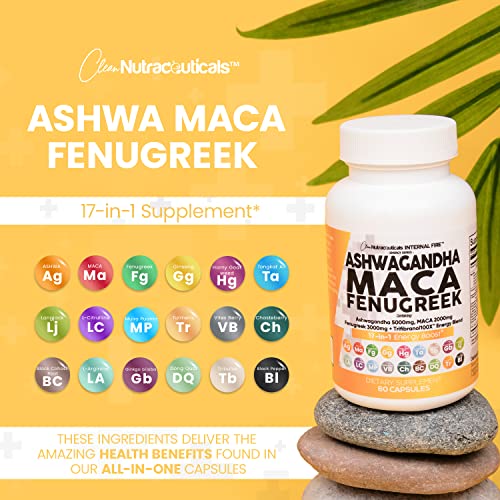 Ashwagandha 5000mg Maca Root 2000mg Fenugreek 3000mg Suppleme Clean NutraceuticalsUS supplements