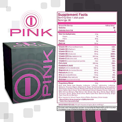 Energy Drink Powder, bHIP Pink for Women 30 Drink Mix Packets. Energy Supplements b:hipUS supplements