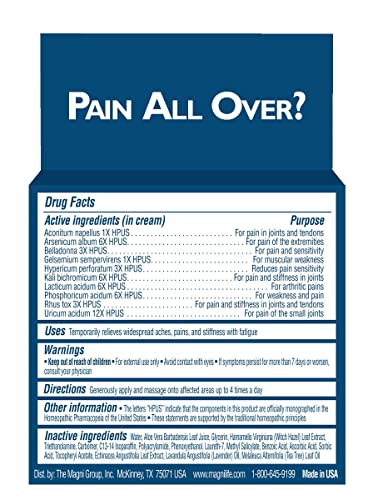 MagniLife Pain and Fatigue Relief Cream, 4 oz, Fast-Acting Relief for Fibromyalgia Symptoms, Muscle Aches & Joint Pain, Helps Relieve Soreness & Tenderness, Deep Penetrating Formula MagniLifeAu supplements