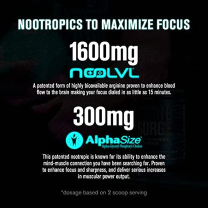 Jacked Factory Nitrosurge Max Nootropic Pre Workout Powder - Premium Pre Workout Jacked FactoryUS supplements