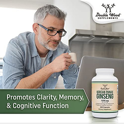Ginseng Capsules (Korean Red Ginseng Extract, Panax Ginseng 10% Ginsenosides) Double Wood SupplementsUS supplements