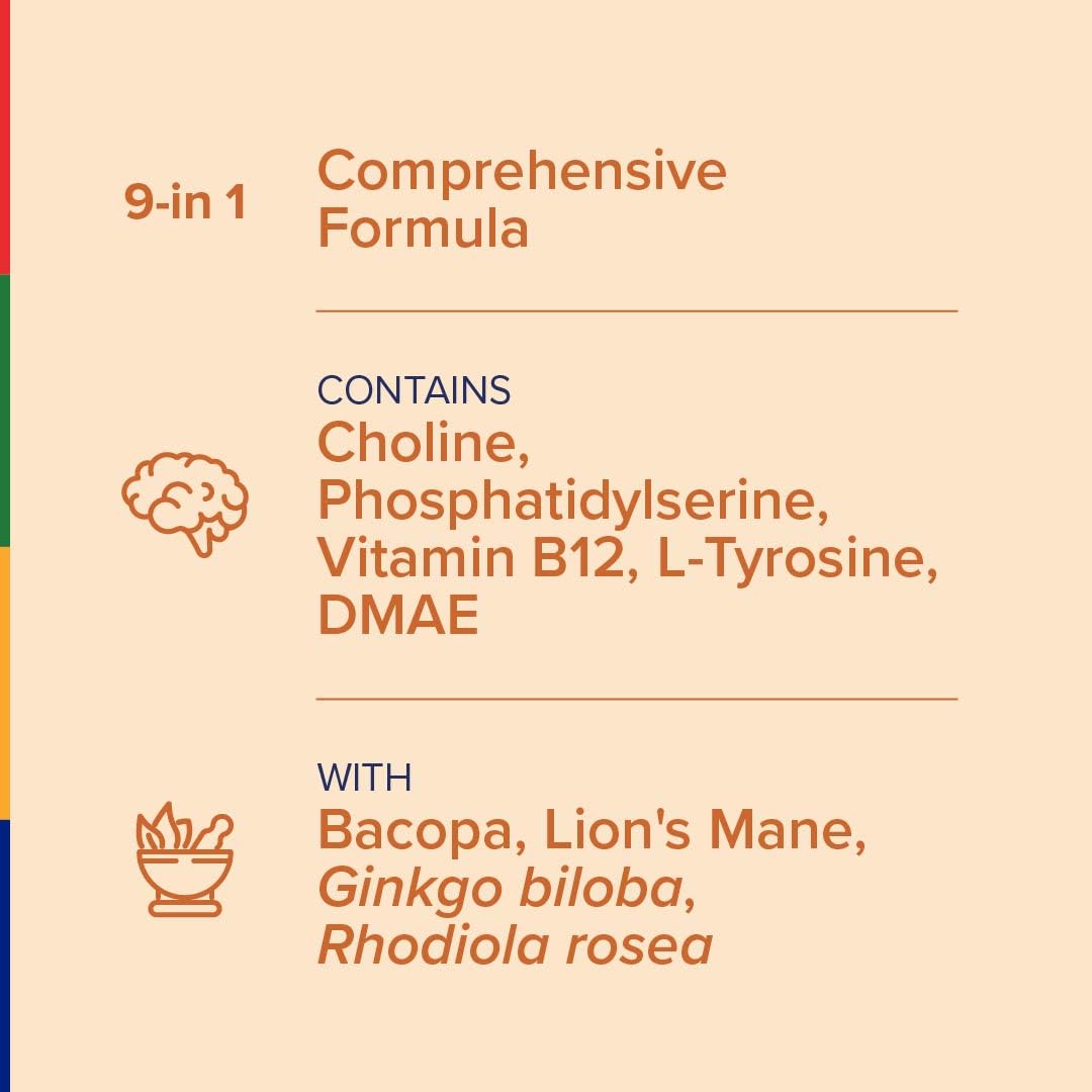 Stop Aging Now - Brain Supplement Complex - with Ginkgo Biloba, Lion's Mane, Bacopa, and DMAE - 60 Vegetarian Capsules - Advanced Blend Stop Aging NowAu supplements