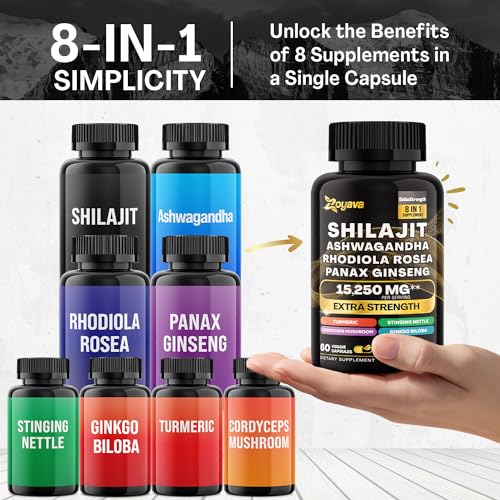 Zoyava Shilajit Pure Himalayan 9000MG,Energy Booster Ashwagandha 2000MG ZoyavaAu supplements