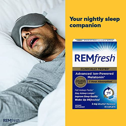 REMfresh 2mg Advanced Melatonin Sleep Aid Supplement (36 Caplets) REMfreshUS supplements