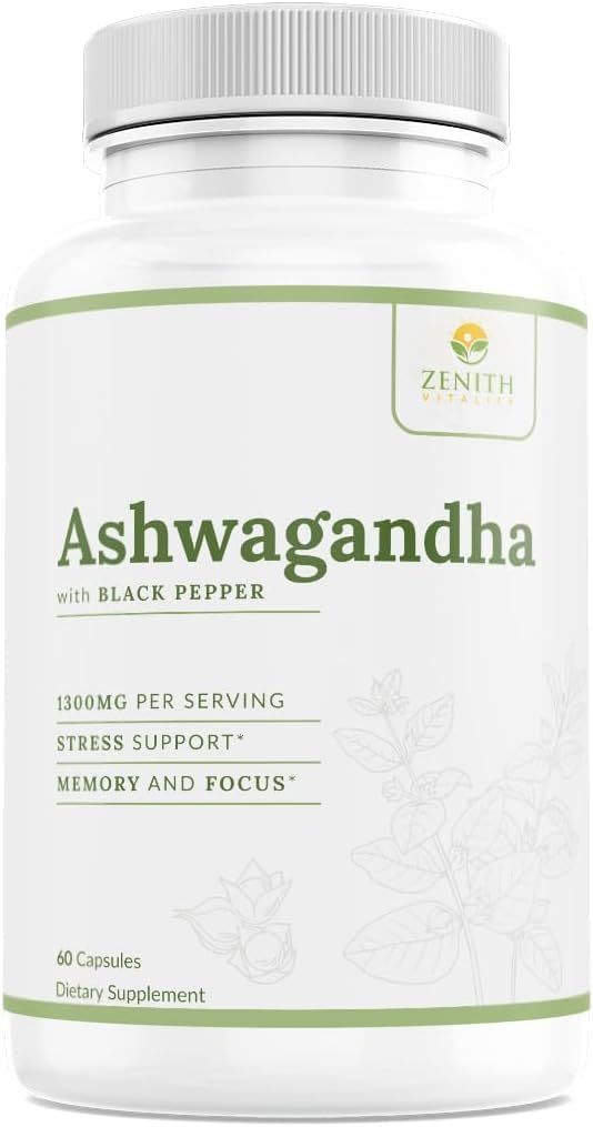 Zenith Vitality Ashwagandha 1300mg Capsules – Stress Relief & Cortisol Support, Immune & Energy Boost, Mental Clarity, Herbal Adaptogen Supplement – 60 Count Zenith VitalityAu supplements