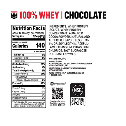 Muscle Milk 100% Whey Protein Powder, Chocolate, 5 Pound, 66 Servings, 25g Protein Muscle MilkUS supplements