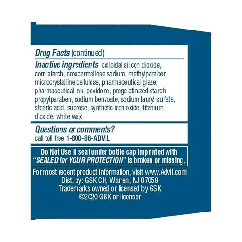 Advil Pain Reliever and Fever Reducer, Ibuprofen 200mg for Pain Relief - 50 Coated Tablets AdvilAu supplements