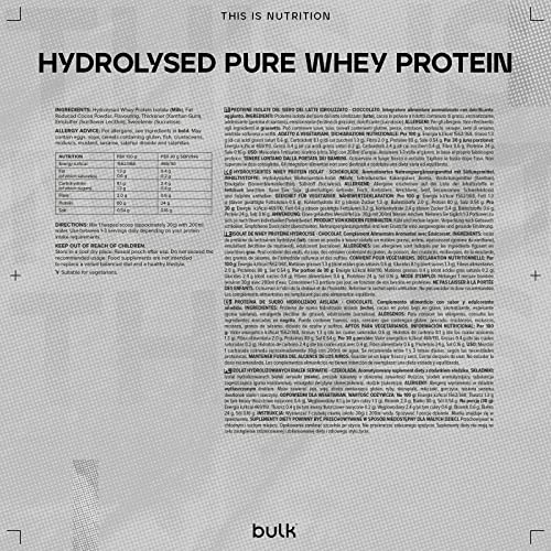 Bulk Hydrolysed Whey Protein Isolate, Protein Shake, Chocolate, 500 g, Packaging May Vary BulkAu supplements