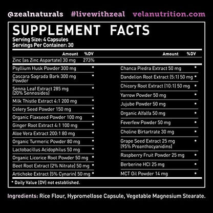 Véla Colon Cleanse & Liver Detox Formula Cleanse - 22 Herbs with Milk Thistle, Turmeric VélaUS supplements