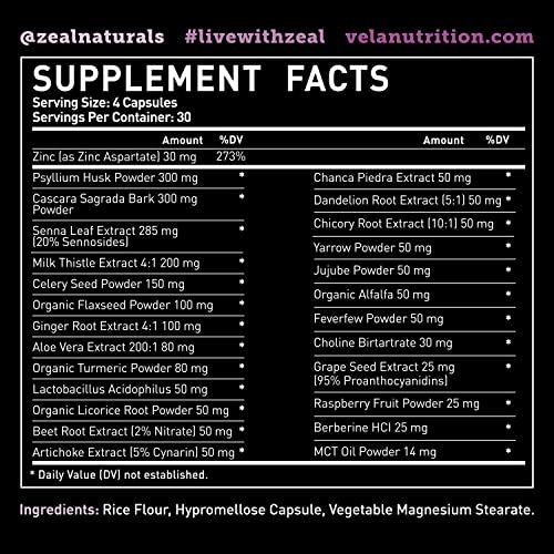 Véla Colon Cleanse & Liver Detox Formula Cleanse - 22 Herbs with Milk Thistle, Turmeric VélaAu supplements