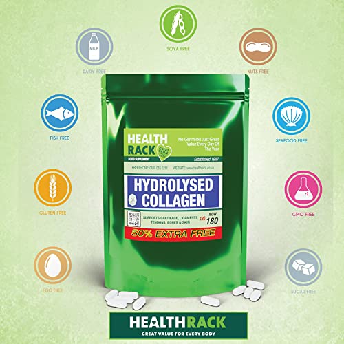 Collagen Supplements 1000mg with Vitamin C 180 Tablets - GMO Free - Hair Skin Nails HealthRackUS supplements