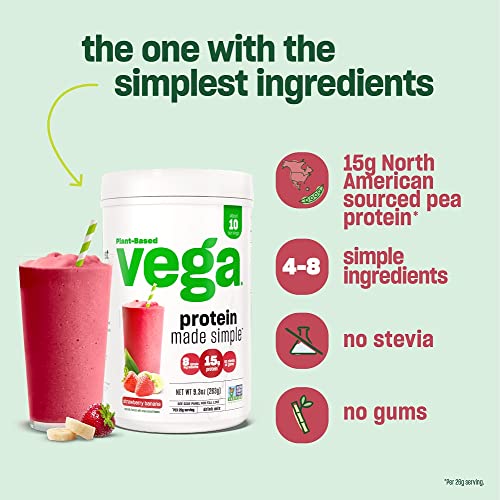 Vega Protein Made Simple Protein Powder, Strawberry Banana - Stevia Free, Vegan VegaUS supplements