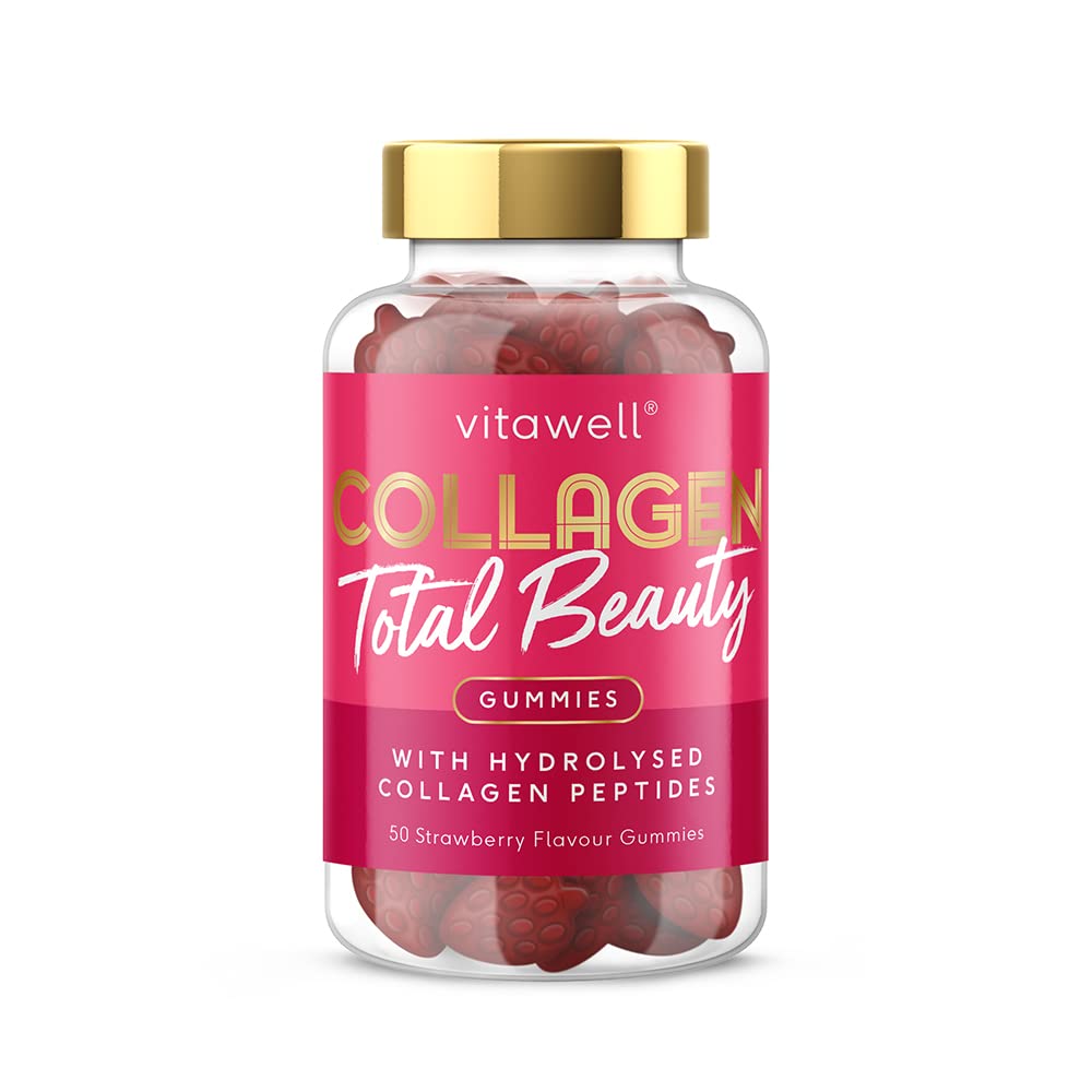 Vitawell Collagen Total Beauty Gummies | 50 Strawberry Flavour Gummies VitawellUS supplements