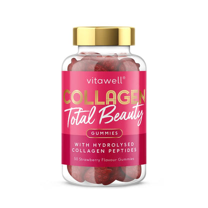 Vitawell Collagen Total Beauty Gummies | 50 Strawberry Flavour Gummies VitawellUS supplements