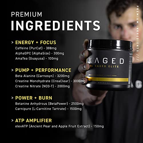 Kaged High Stimulant Pre Workout Powder | Fruit Punch | Pre-Kaged Elite | L-Citrulline KagedAu supplements