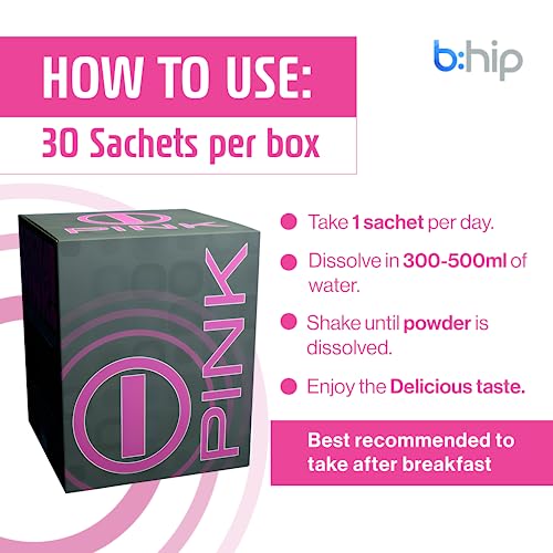 Energy Drink Powder, bHIP Pink for Women 30 Drink Mix Packets. Energy Supplements b:hipAu supplements
