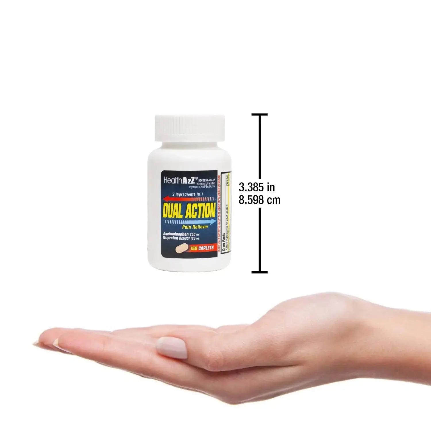HealthA2Z® Dual Action Pain Relief | Acetaminophen 250mg & Ibuprofen (NSAID) 125mg | Contains Two Medicines | Relief from Headache, Fever & Backache (150 Caplets) HealthA2ZAu supplements