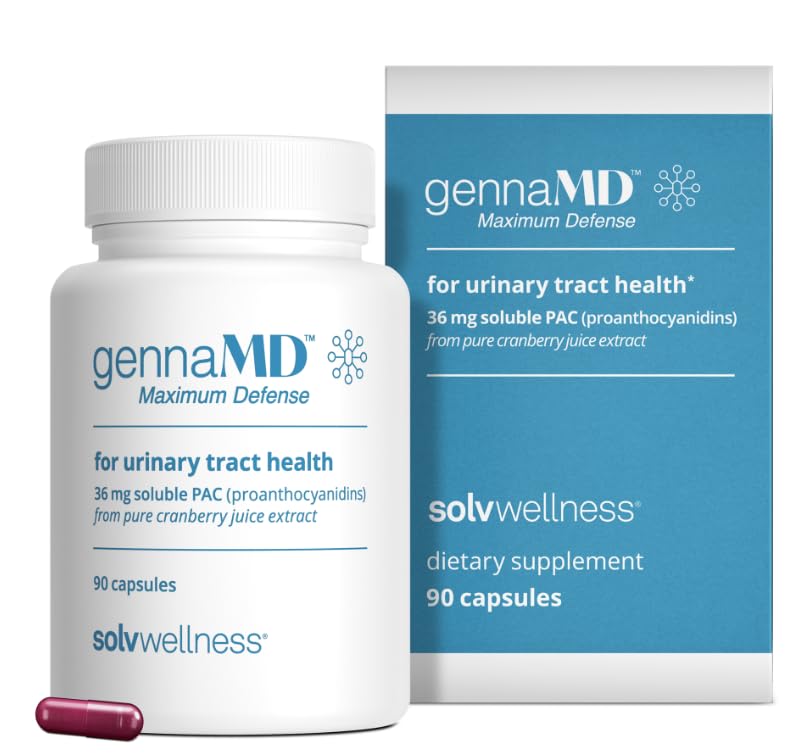 Solv Wellness GennaMD - Maximum UTI Defense - 36 mg Soluble PAC from 100% Cranberry Juice Extract - Highest PAC Concentration in a Small, Easy-to-Swallow Capsule - 90 Capsules Solv WellnessAu supplements