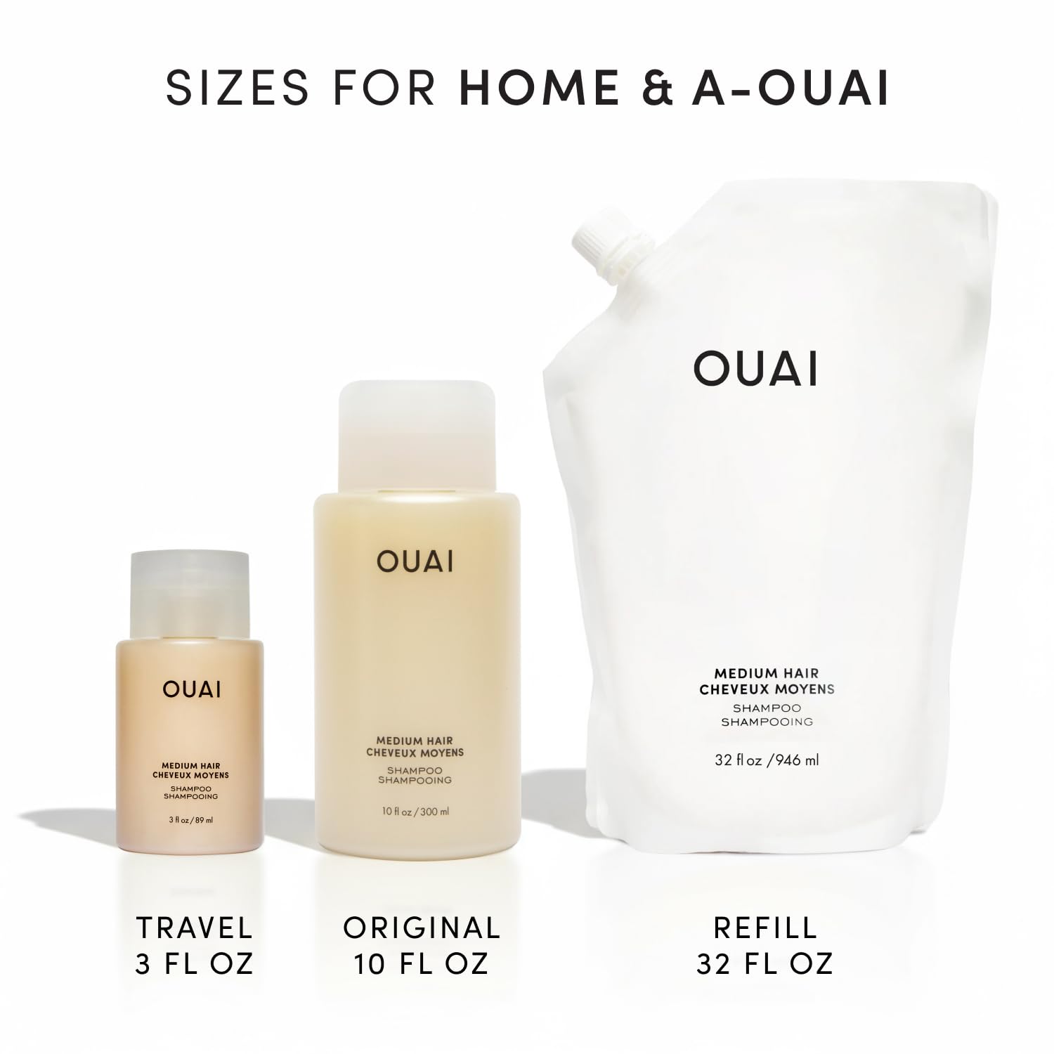 OUAI Medium Shampoo Refill - Hydrating Shampoo with Coconut Oil, Babassu, Kumquat Extract and Keratin - Strengthens, Nourishes and Adds Shine - Paraben, Phthalate and Sulfate Free Hair Care (32 Fl Oz) OUAIAu supplements