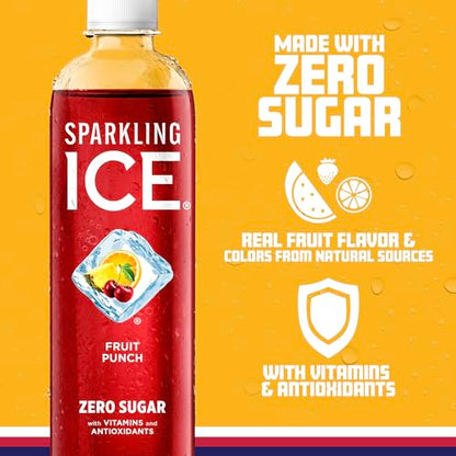 Sparkling Ice, Fruit Punch Sparkling Water, Zero Sugar Flavored Water, with Vitamins Sparkling ICEUS supplements