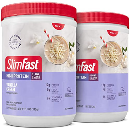 SlimFast Meal Replacement Smoothie Mix, 24 Servings, High Protein, Vanilla Cream, 20g SlimFastUS supplements