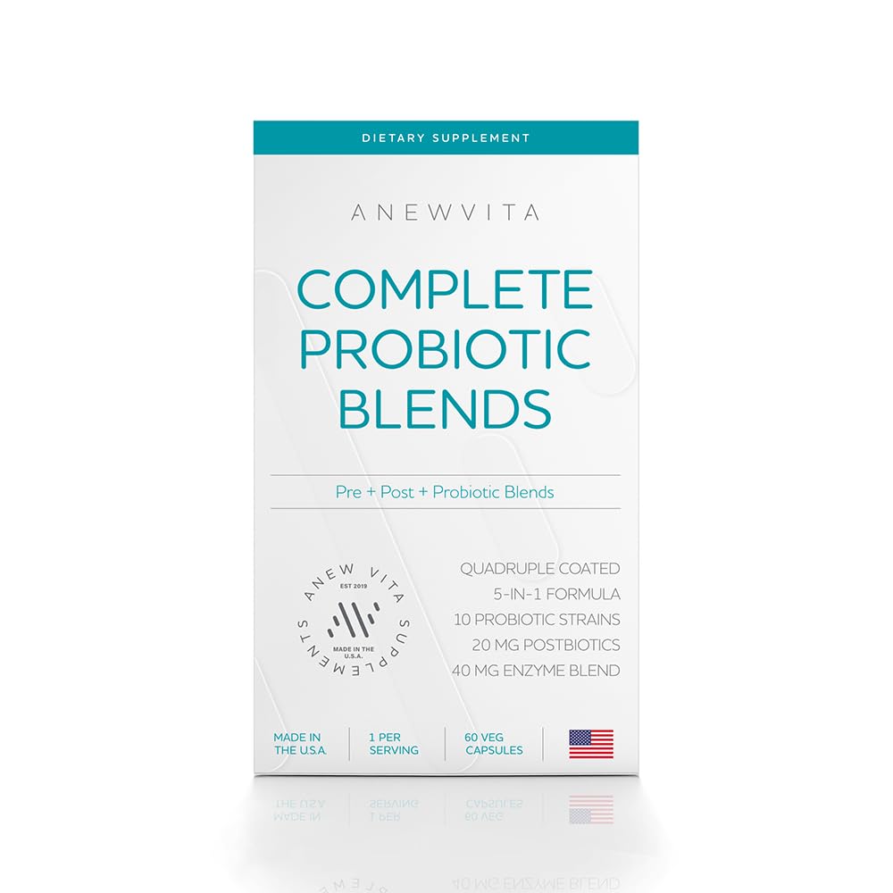 Complete Probiotic Blend: 5-in-1 Digestive Enzymes, Zinc, Postbiotic, Prebiotics and Probiotics for Women & Men, Provitalize for Women Digestive & Gut Health | 10 Strains 20 Billion CFU, 60ct Softgels Anew VitaAu supplements
