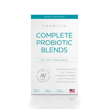 Complete Probiotic Blend: 5-in-1 Digestive Enzymes, Zinc, Postbiotic, Prebiotics and Probiotics for Women & Men, Provitalize for Women Digestive & Gut Health | 10 Strains 20 Billion CFU, 60ct Softgels Anew VitaAu supplements