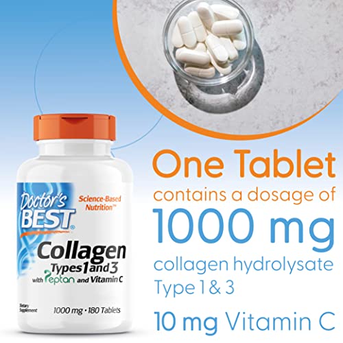 Doctor's Best, Collagen Types 1 and 3, Peptane & Vitamin C, 1,000mg, 180 Tablets Doctor's BESTAu supplements