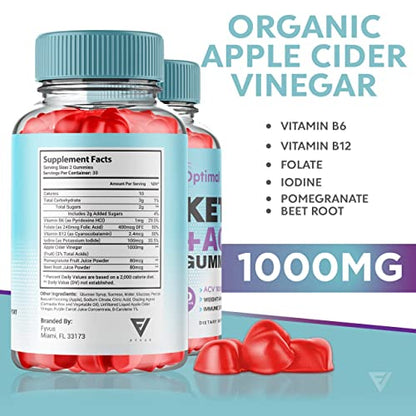 (2 Pack) Optimal Keto ACV Gummies Advanced Weight Loss Plus, Optimal Keto+ACV Gummy FyvusUS supplements