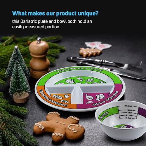 Portion Control Bariatric Plates and Bowls Set of 2 (4pcs Total) - Self-Measuring Plates HeroFiberUS supplements