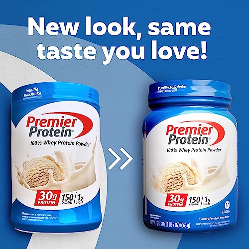 Premier Protein Powder, Vanilla Milkshake, 30g Protein, 1g Sugar, 100% Whey Protein Premier ProteinUS supplements