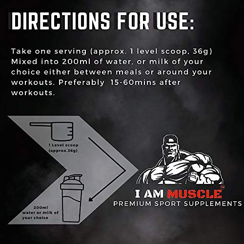 Ultimate Whey Protein + BCAA’s Powder, Premium High Protein Isolate, Enhance Lean Muscle Mass and Recovery, 1kg I AM MUSCLEAu supplements