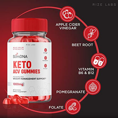 rize labs (3 Pack) SlimDNA Keto Gummies - ACV for Advanced Weight Loss with Apple Cider rize labsUS supplements