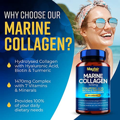 Mayfair Nutrition Marine Collagen 120 High Strength Capsules 1470mg Complex with Hyaluronic Acid Mayfair NutritionUS supplements
