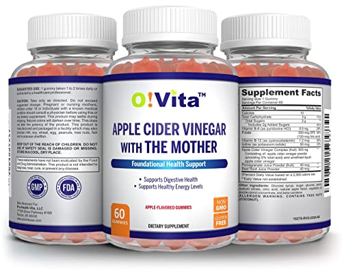 O!VITA Apple Cider Vinegar Gummies with The Mother, Gluten Free, Vegan, Made with Pomagranate O!VITAUS supplements