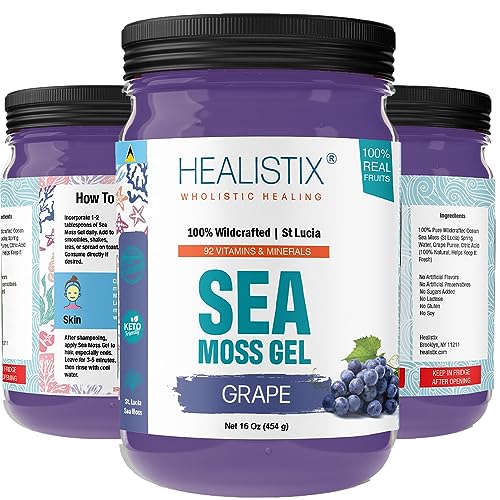 Healistix Grape Irish Sea Moss Gel- St Lucia Wildcrafted Seamoss Gel, Packed HX HEALISTIXUS supplements