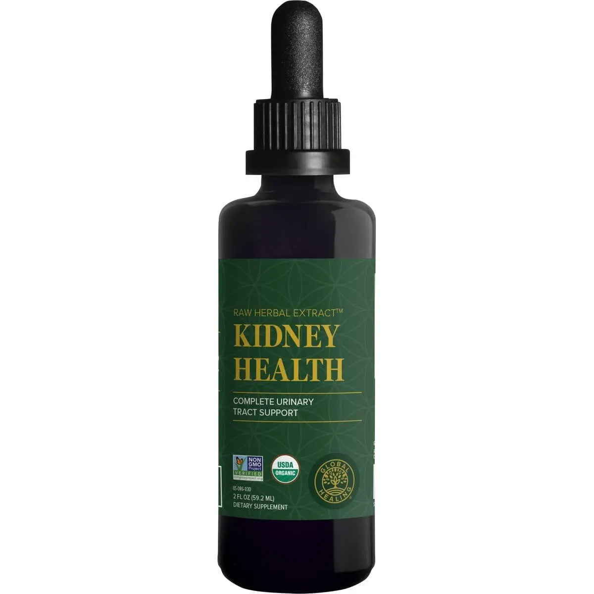 Global Healing USDA Organic Kidney Health with Cranberry & Hydrangea - Kidney Cleanse Liquid Supplement & Stones Dissolver for Urinary Health - Detox & Repair Formula for Bladder Control - 2 Fl Oz Global Healing CenterAu supplements