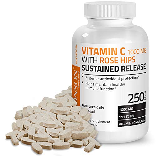 Bronson Vitamin C 1000 mg with Rose Hips Sustained Release, 250 Tablets BronsonAu supplements