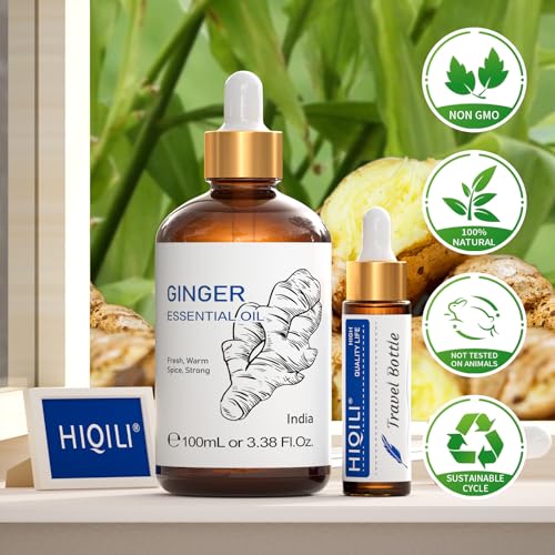 HIQILI Pure Ginger Essential Oil 3.38 Fl Oz, Pure Natural Premium Ginger Oil for Massage HIQILIUS supplements