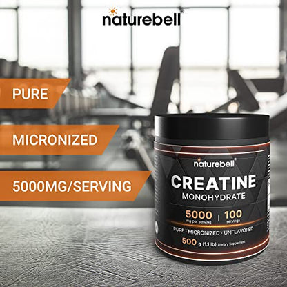 NatureBell Creatine Monohydrate Powder 500 Grams, 5000mg Per Serving NatureBellUS supplements