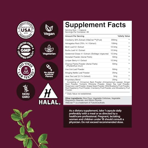 Kidney Support Cranberry Pills for Women and Men - High Strength Kidney Cleanse Detox Natures CraftAu supplements