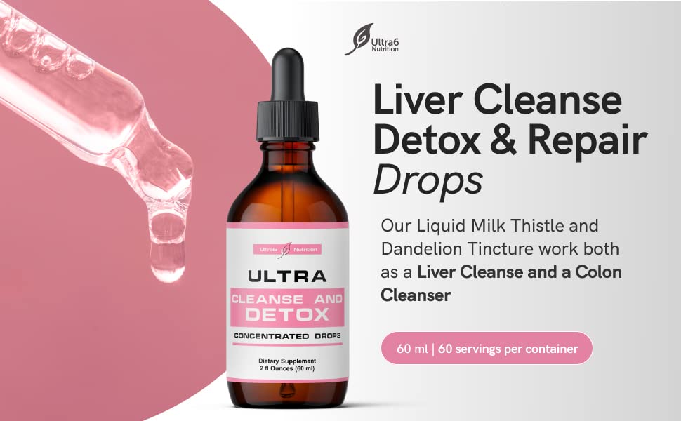 Liver Cleanse Detox & Repair Drops with Milk Thistle Extract, Dandelion Root Extract & Artichoke Ultra6 NutritionAu supplements