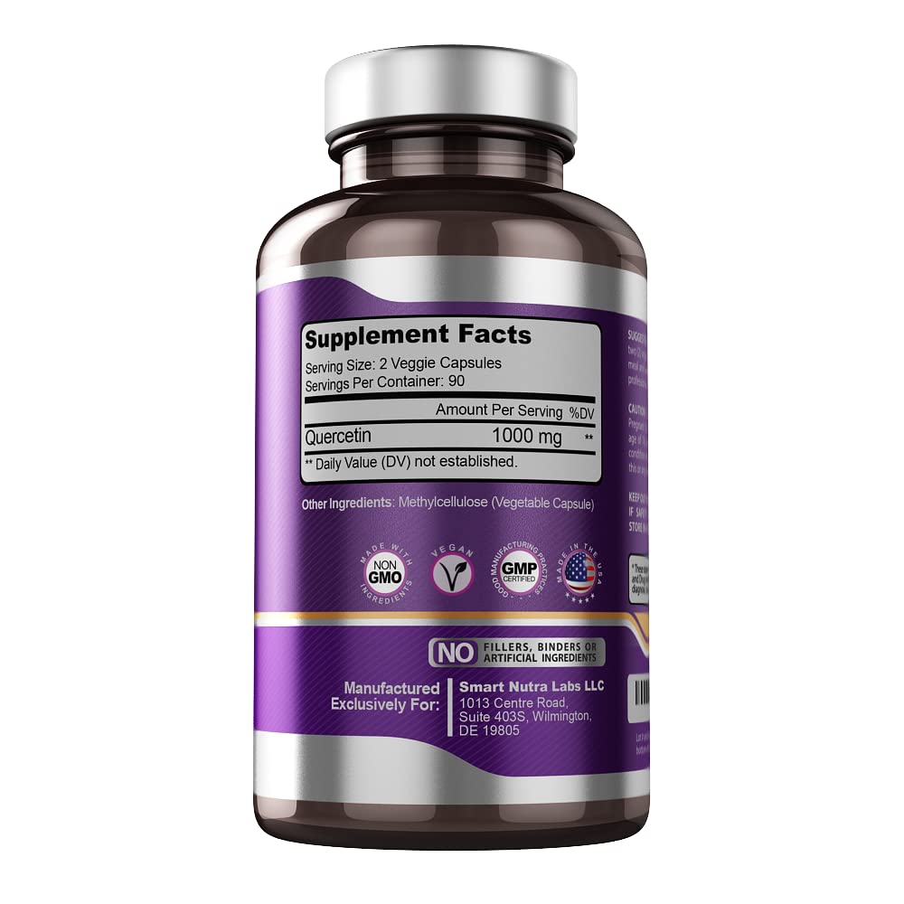 SMART NUTRA LABS Quercetin 1000mg- 180 Vegan Capsules SMART NUTRA LABSAu supplements