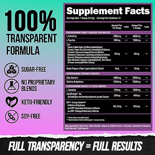 ALPHA LION Superhuman Pre Workout Powder, Beta Alanine, L-Taurine & Tri-Source ALPHA LIONAu supplements