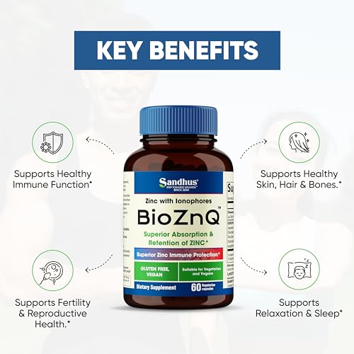 Sandhu's BioZnq 900mg Vegetarian Capsules Zinc Supplement with Quercetin Sandhu'sAu supplements