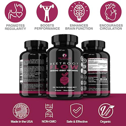Beet Root Capsules Organic Beet Root Powder 1300mg | Natural Nitric Oxide Booster THE ENCLARE NUTRITIONUS supplements