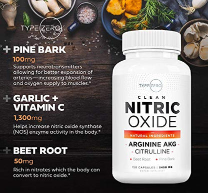 Type Zero Nitric Oxide 6X Booster, 150 Veggie Capsules - Natural Supplement - Beetroot Type ZeroUS supplements