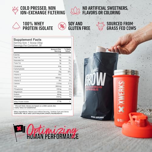 Xwerks Grow 100% New Zealand Grass-Fed Whey Protein - 25g of Pure Isolate Protein XwerksUS supplements