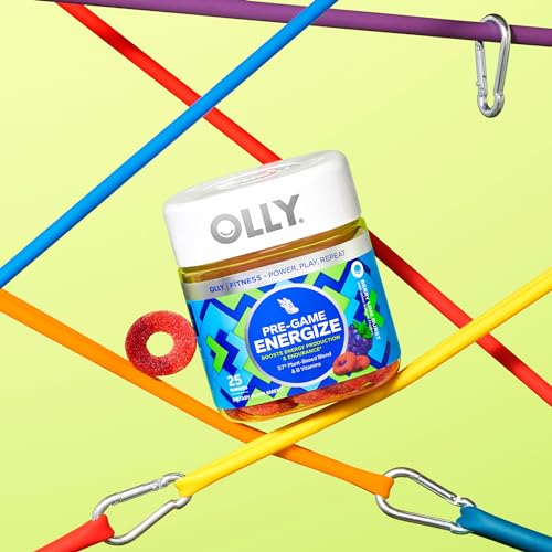 OLLY Pre-Game Energize Workout Gummy Rings, S7 Plant-Based Blend, B Vitamins, Berry OLLYAu supplements