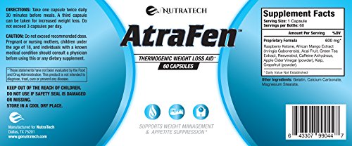 Atrafen Nutratech Powerful Fat Burner and Appetite Suppressant Diet Pill System AtrafenAu supplements